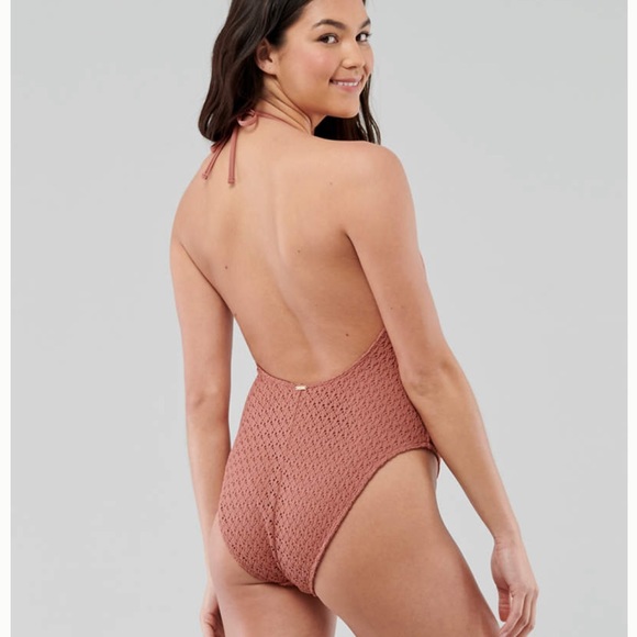 NWT Lace-Up Crochet One-Piece Swimsuit - Picture 2 of 3
